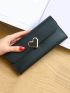 Heart Decor Flap Long Wallet