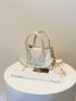 Mini Jacquard Faux Pearl Beaded Square Bag