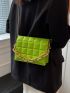 Mini Neon-Green Chain Decor Quilted Flap Square Bag