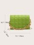 Mini Neon-Green Chain Decor Quilted Flap Square Bag