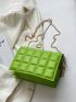 Mini Neon-Green Chain Decor Quilted Flap Square Bag