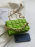 Mini Neon-Green Chain Decor Quilted Flap Square Bag