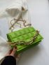 Mini Neon-Green Chain Decor Quilted Flap Square Bag