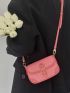 Mini Neon-Pink Buckle Decor Flap Square Bag