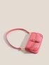 Mini Neon-Pink Buckle Decor Flap Square Bag