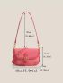 Mini Neon-Pink Buckle Decor Flap Square Bag