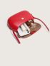 Mini Neon Red Flap Saddle Bag