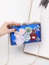 Mini Faux Pearl & Flower Decor Transparent Chain Box Bag