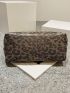 Leopard Pattern Contrast Binding Shoulder Tote Bag