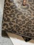 Leopard Pattern Contrast Binding Shoulder Tote Bag