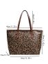 Leopard Pattern Contrast Binding Shoulder Tote Bag