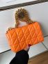 Neon Orange Quilted Square Bag