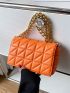 Neon Orange Quilted Square Bag