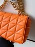 Neon Orange Quilted Square Bag