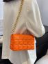 Neon Orange Quilted Square Bag