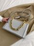 Metallic Chain Decor Square Bag