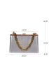 Metallic Chain Decor Square Bag