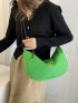 Neon Green Letter Patch Decor Shoulder Bag