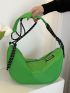 Neon Green Letter Patch Decor Shoulder Bag