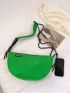 Neon Green Letter Patch Decor Shoulder Bag