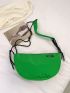 Neon Green Letter Patch Decor Shoulder Bag