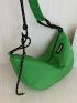 Neon Green Letter Patch Decor Shoulder Bag