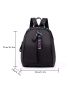 Letter Graphic Classic Detail Zipper Backpack, Casual Small Bookbag With Adjustable Strap For Work & Travel (10.63 X 9.45 X 5.51) Inch