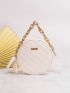 Mini Argyle Quilted Tassel & Chain Decor Circle Bag