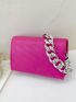 Neon Pink Quilted Chain Flap Square Bag