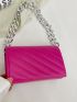 Neon Pink Quilted Chain Flap Square Bag