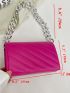 Neon Pink Quilted Chain Flap Square Bag