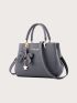 Pebble Embossed Bucket Bag With Bow Charm, Mothers Day Gift For Mom