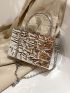 Mini Metallic Top Handle Textured Chain Box Bag