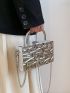 Mini Metallic Top Handle Textured Chain Box Bag