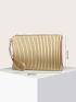 Metallic Pleated Detail Square Bag