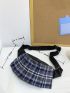 Plaid Pleated Detail Fanny Pack