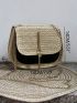 Mini Tassel Decor Chain Straw Bag