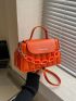 Mini Solid Chain Decor Satchel Bag