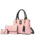 3pcs Litchi Embossed Shoulder Tote Bag Set, Best Work Bag For Women