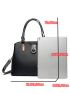 3pcs Snakeskin Embossed Tote Bag Set With Heart Charm, Best Work Bag For Women