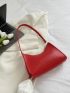 Neon Red Zipper Baguette Bag