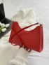 Neon Red Zipper Baguette Bag