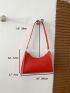 Neon Red Zipper Baguette Bag