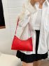 Neon Red Zipper Baguette Bag