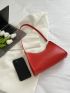 Neon Red Zipper Baguette Bag