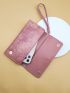 Textured Long Wallet With Wristlet