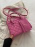 Neon Pink Stitch Detail Double Handle Square Bag With Coin Purse