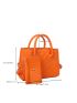 Neon Orange Stitch Detail Double Handle Square Bag With Coin Purse