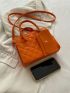 Neon Orange Stitch Detail Double Handle Square Bag With Coin Purse