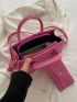 Neon Pink Stitch Detail Double Handle Square Bag With Coin Purse